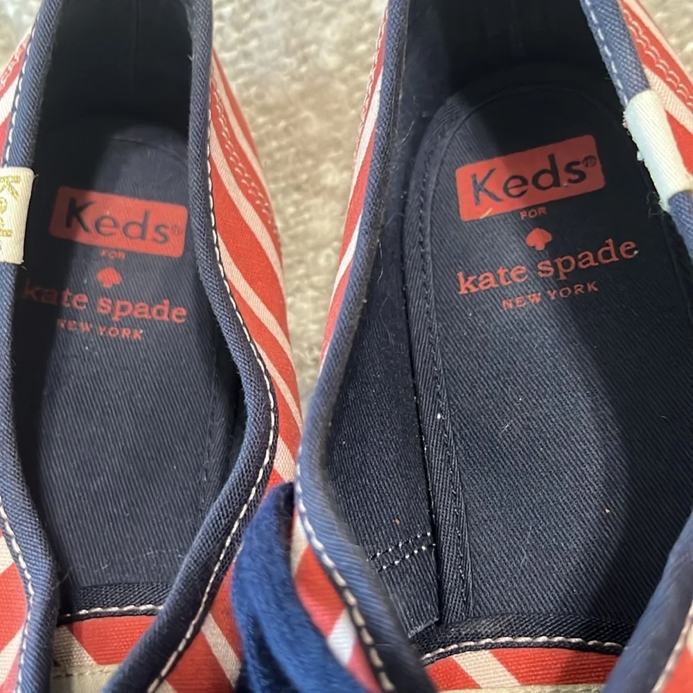 Kate Spade Keds Lace-up Canvas Sneaker Red White Stripes Size‎ 9
